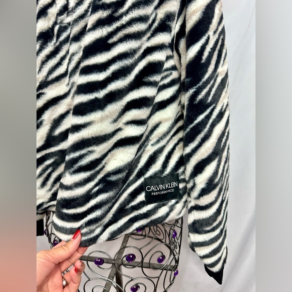 Calvin Klein Performance Zebra Print Faux Fur Swe… - image 3
